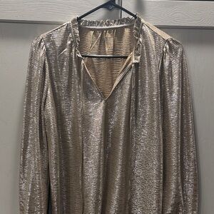 LOFT Metallic Blouse in Silver